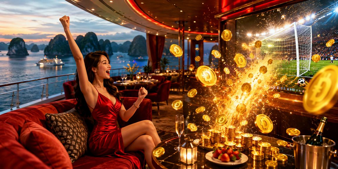 Phong cảnh vịnh Hạ Long với người chơi trải nghiệm casino trên thiết bị di động
