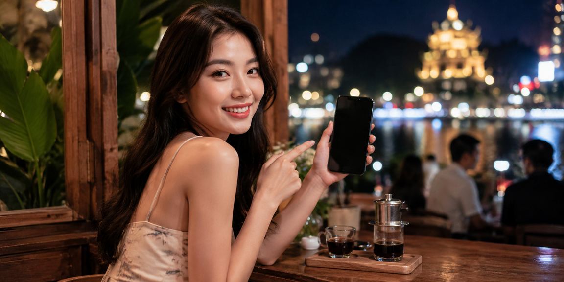 Người dùng tại Ninh Bình theo dõi kèo bóng đá trực tuyến qua điện thoại bên cà phê